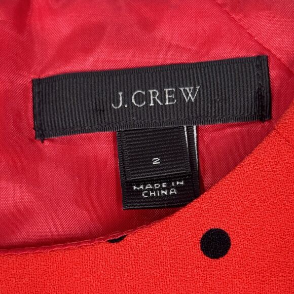 J Crew Dress Womens 2 Black Red Cascading Polka Dots Party Wedding Office Career - Picture 6 of 9